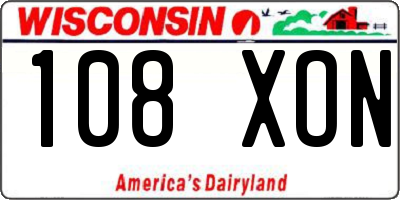 WI license plate 108XON