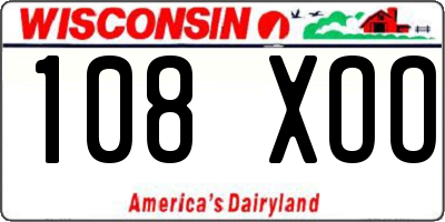 WI license plate 108XOO