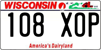 WI license plate 108XOP