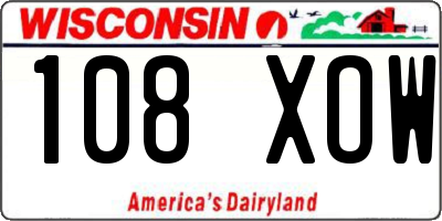 WI license plate 108XOW