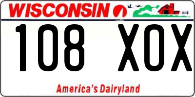 WI license plate 108XOX