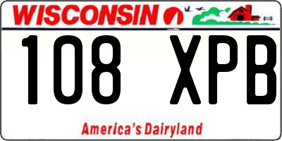 WI license plate 108XPB