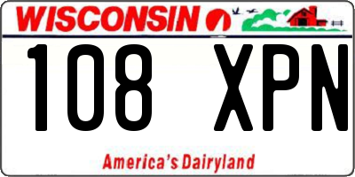 WI license plate 108XPN