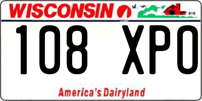 WI license plate 108XPO