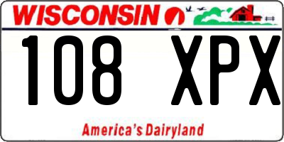 WI license plate 108XPX
