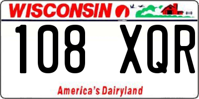 WI license plate 108XQR
