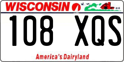 WI license plate 108XQS