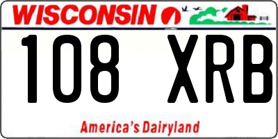WI license plate 108XRB