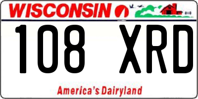 WI license plate 108XRD