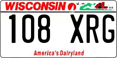 WI license plate 108XRG