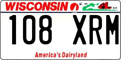 WI license plate 108XRM