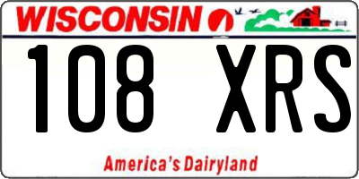 WI license plate 108XRS