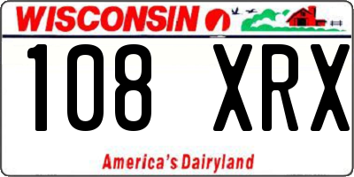 WI license plate 108XRX