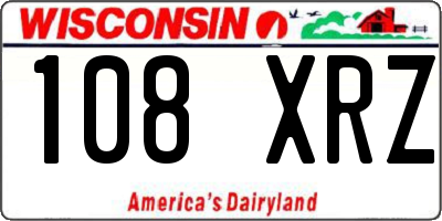WI license plate 108XRZ