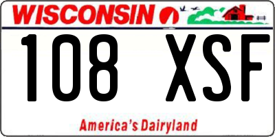 WI license plate 108XSF
