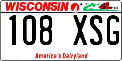 WI license plate 108XSG