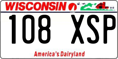 WI license plate 108XSP