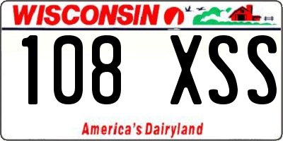 WI license plate 108XSS