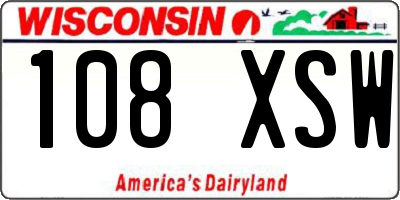 WI license plate 108XSW