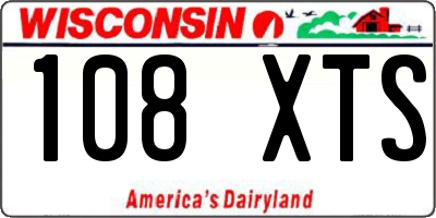 WI license plate 108XTS