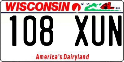 WI license plate 108XUN