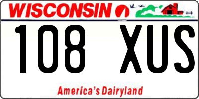 WI license plate 108XUS