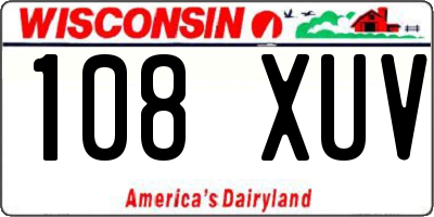 WI license plate 108XUV