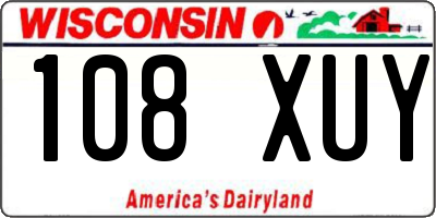 WI license plate 108XUY