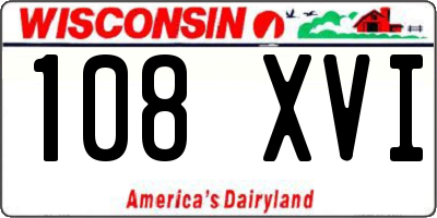 WI license plate 108XVI