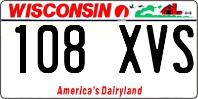 WI license plate 108XVS
