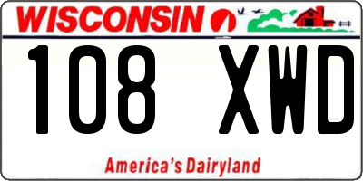 WI license plate 108XWD