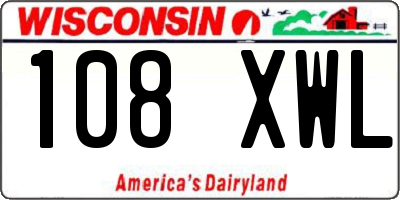 WI license plate 108XWL