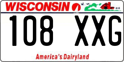 WI license plate 108XXG