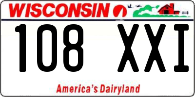 WI license plate 108XXI