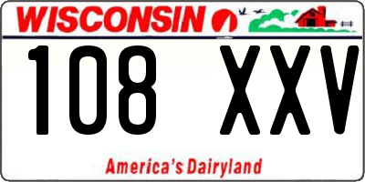 WI license plate 108XXV