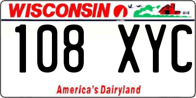 WI license plate 108XYC