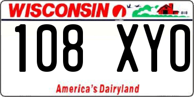 WI license plate 108XYO