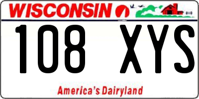 WI license plate 108XYS