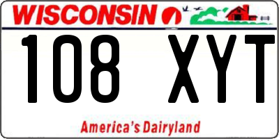 WI license plate 108XYT