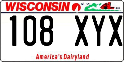 WI license plate 108XYX