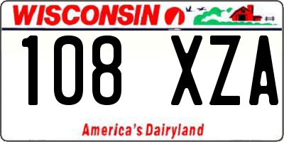 WI license plate 108XZA