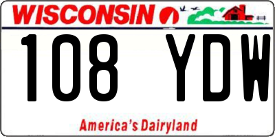 WI license plate 108YDW