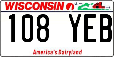WI license plate 108YEB