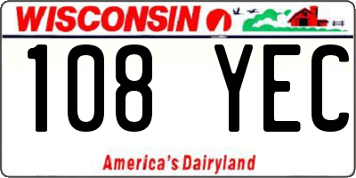 WI license plate 108YEC