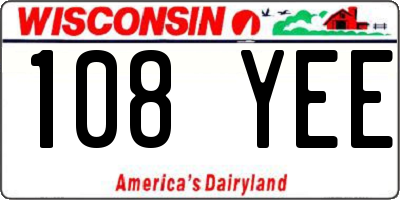 WI license plate 108YEE