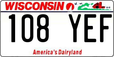 WI license plate 108YEF