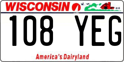 WI license plate 108YEG