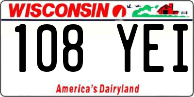 WI license plate 108YEI