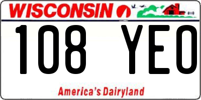 WI license plate 108YEO