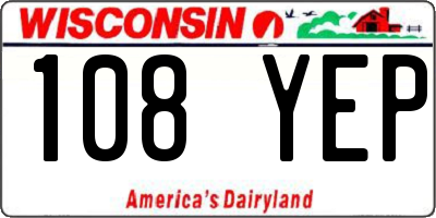 WI license plate 108YEP